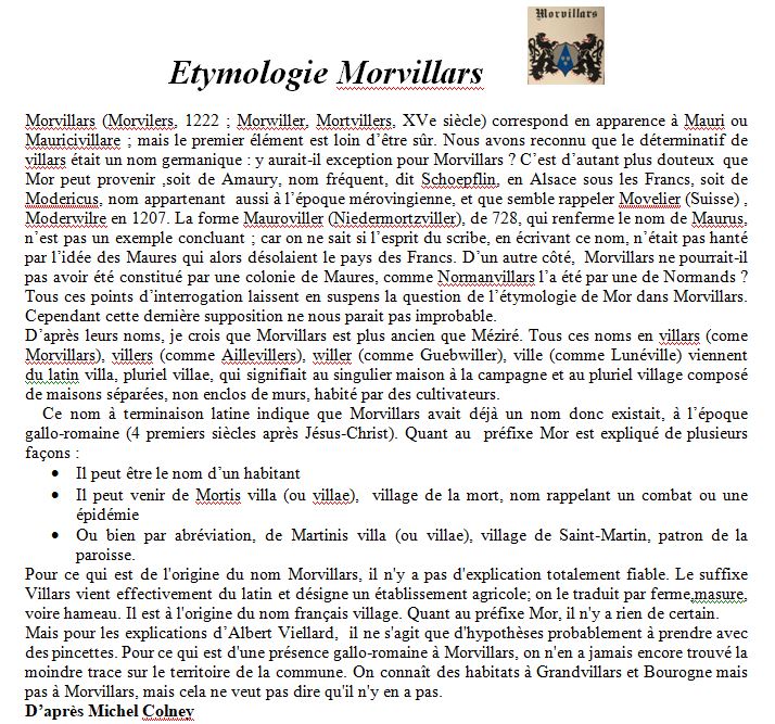Etymologie de Morvillars