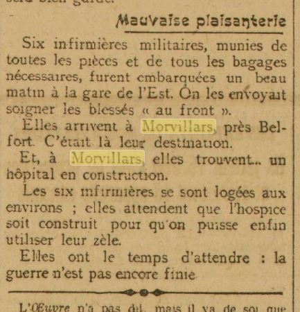 article du journal l'oeuvre hopital militaire 5 septembre 1917