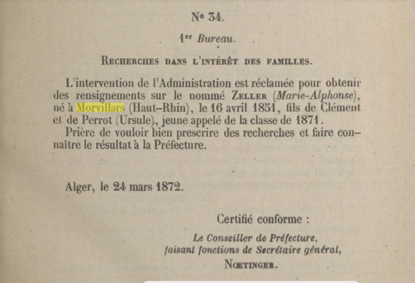 MARS 1872 recherche de Seller Marie Alphonse