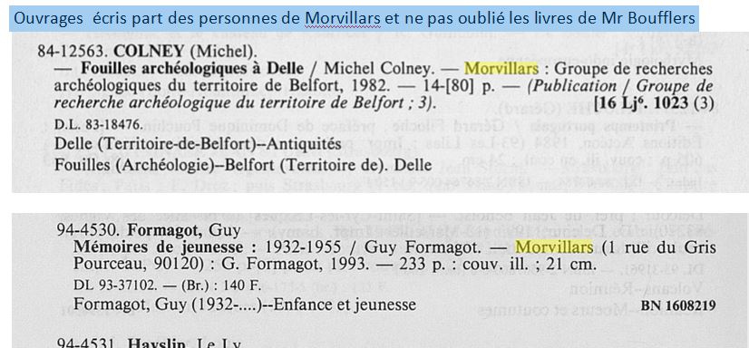 Écrivains de Morvillars Colney Michel - Formagot Guy