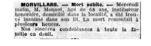 1933 mort subite Mr Monnot