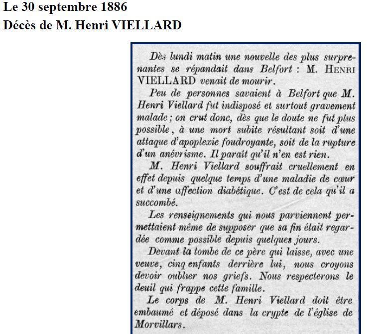 décès Viellard Henry sept 1886