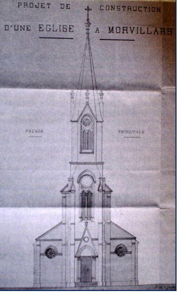 Église  Les premiers travaux de construction de la nouvelle église débutent en février 1883. Ils s’achèveront au début de l’année 1886