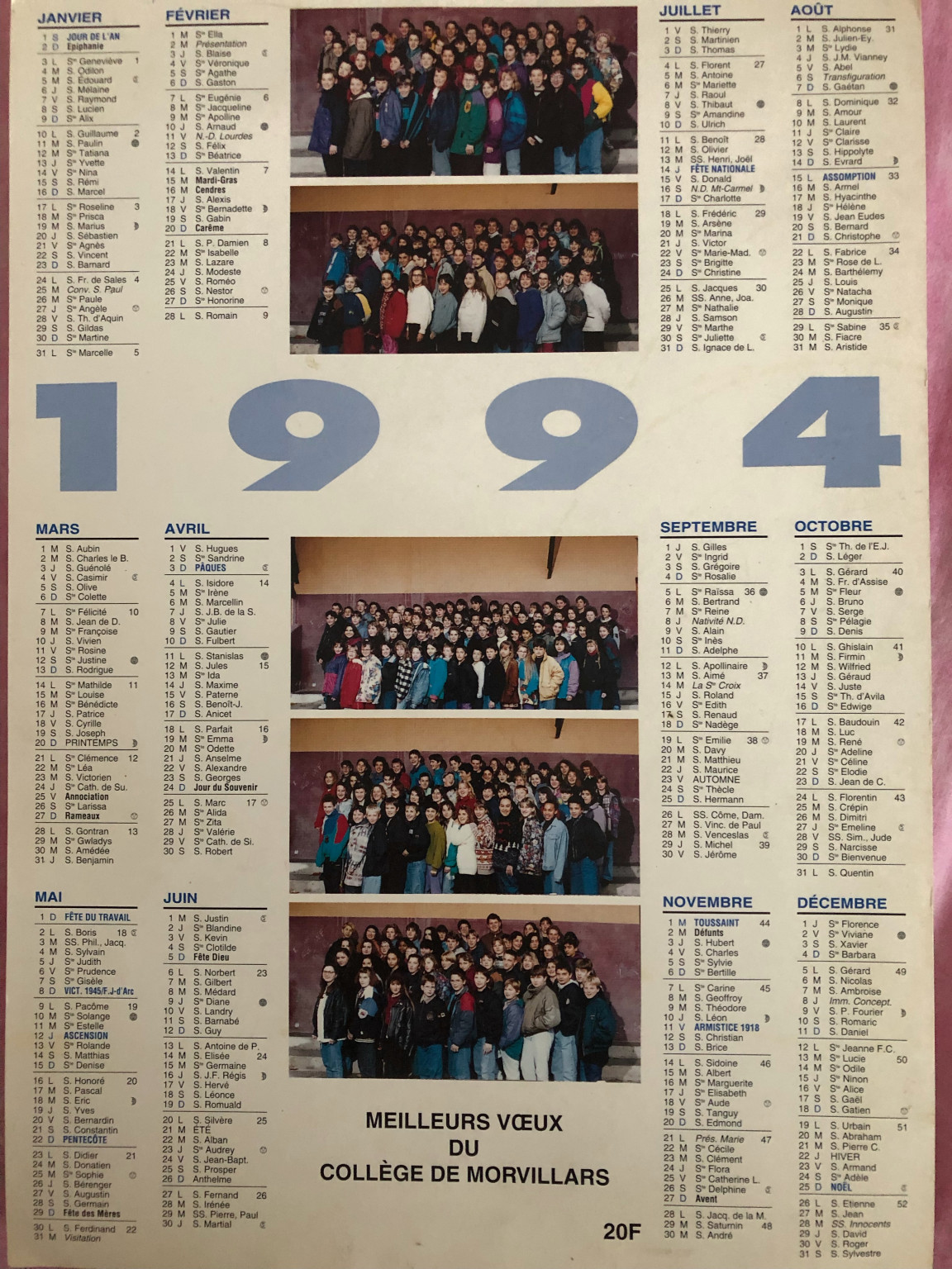 College calendrier 1994