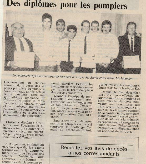 Pompier  -1990 - Jean Monnier , Frederic Gaspard , Jean Pierre Vergnault , Salgado Antoine , Jose Carvalho , Houbre Nicolas , Baumgartner Marc, Henry Bleyer