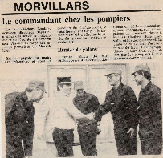 Pompier  -1990 - Jean Bleyer , Commandant Loubry , Daniel Cottet , Jean Pierre Renggli , Thierry Ernwein